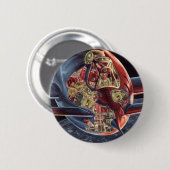 Vintage-Science-Fiction-Astronaut-Raketen-Raumschi Button (Vorne & Hinten)