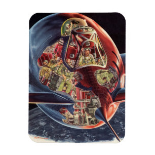 Vintage-Science-Fiction-Astronaut-Raketen-Raumschi Magnet