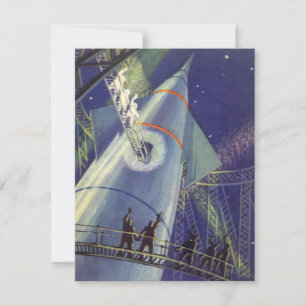Vintage-Science-Fiction-Astronauten auf einer Rake