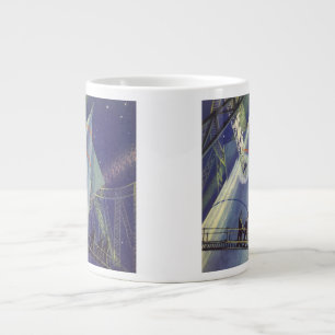 Vintage Science-Fiction-Astronauten auf einer Rake Jumbo-Tasse