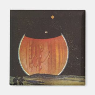 Vintage Science-Fiction, Astronauten auf Ganymed Magnet