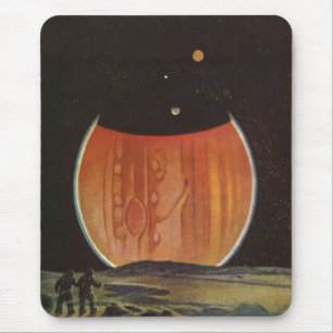 Vintage Science-Fiction, Astronauten auf Ganymed Mousepad