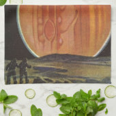 Vintage Science Fiction, Astronauten auf Ganymede Geschirrtuch (Gefaltet)