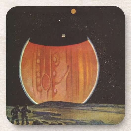 Vintage Science Fiction, Astronauten auf Ganymede Getränkeuntersetzer (Vorderseite)