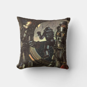 Vintage Science-Fiction-Astronauten bei einem Welt Kissen