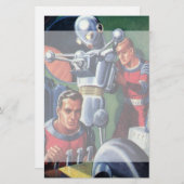 Vintage Science Fiction-Astronauten, die einen Briefpapier (Vorne/Hinten)