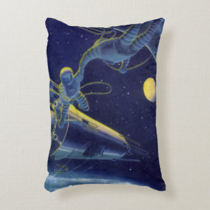 Vintage Science-Fiction-Astronauten im Weltraum Dekokissen