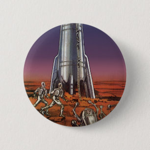Vintage Science-Fiction, Astronauten Käfer Aliens Button