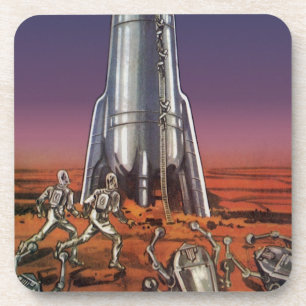 Vintage Science-Fiction, Astronauten Käfer Aliens Untersetzer