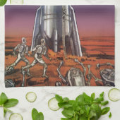 Vintage Science Fiction, Astronauten Käfer Außerir Geschirrtuch (Gefaltet)