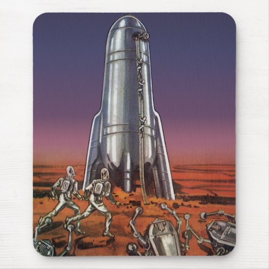Vintage Science Fiction, Astronauten Käfer Außerir Mousepad (Vorne)