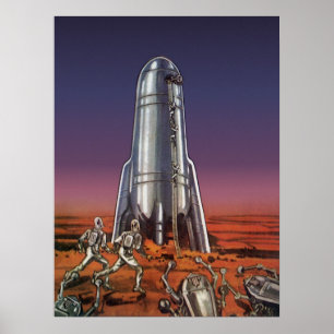 Vintage Science Fiction, Astronauten Käfer Außerir Poster