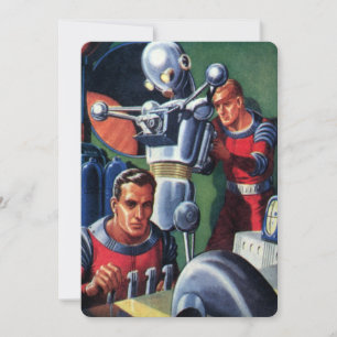 Vintage Science-Fiction-Astronauten reparieren ein