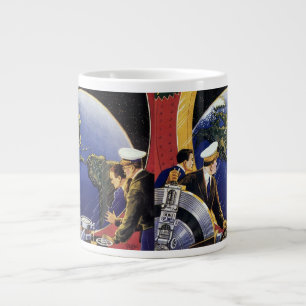 Vintage-Science-Fiction-Astronauten umkreisen die  Jumbo-Tasse