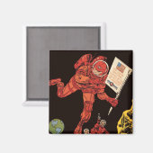 Vintage Science Fiction, Astronautenmondlandung Magnet (Vorderseite/Rückseite)