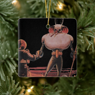 Vintage Science Fiction Astronautin Shake Hand Ali Keramikornament
