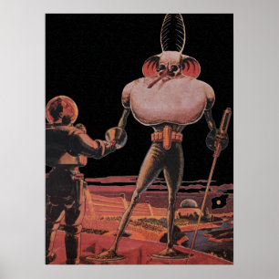 Vintage Science Fiction Astronautin Shake Hand Ali Poster