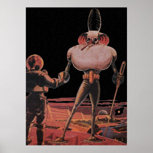 Vintage Science Fiction Astronautin Shake Hand Ali Poster