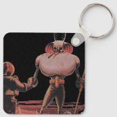 Vintage Science Fiction Astronautin Shake Hand Ali Schlüsselanhänger (Rückseite)