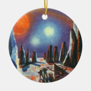 Vintage Science Fiction Auslandsplanung mit Außeri Keramik Ornament