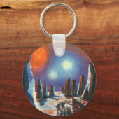 Vintage Science Fiction Auslandsplanung mit Außeri Schlüsselanhänger (Rückseite)