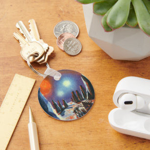 Vintage Science Fiction Auslandsplanung mit Außeri Schlüsselanhänger