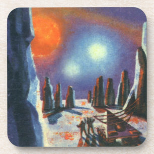 Vintage Science-Fiction-Außenplanet mit Aliens Untersetzer