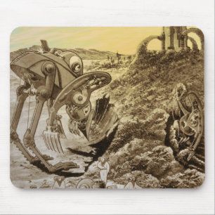Vintage Science Fiction Außerirdischen Planet Bau Mousepad