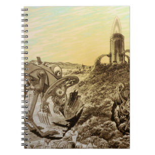 Vintage Science Fiction Außerirdischen Planet Bau Notizblock