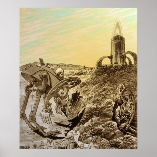 Vintage Science Fiction Außerirdischen Planet Bau Poster (Vorne)