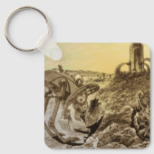 Vintage Science Fiction Außerirdischen Planet Bau Schlüsselanhänger (Vorderseite)