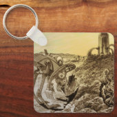 Vintage Science Fiction Außerirdischen Planet Bau Schlüsselanhänger (Vorderseite)