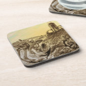 Vintage Science Fiction Außerirdischen Planet Bau Untersetzer (Linke Seite)