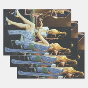 Vintage Science Fiction Beauty Salon Wellness-Cent Geschenkpapier Set