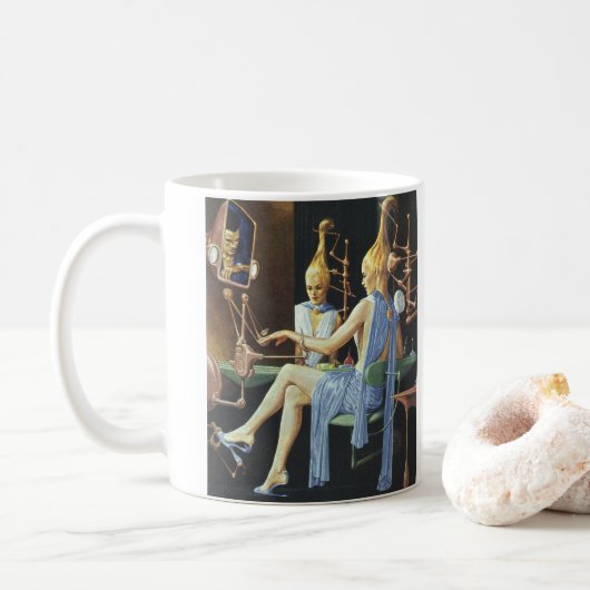 Vintage Science Fiction Beauty Salon Wellness-Cent Kaffeetasse (Mit Donut)