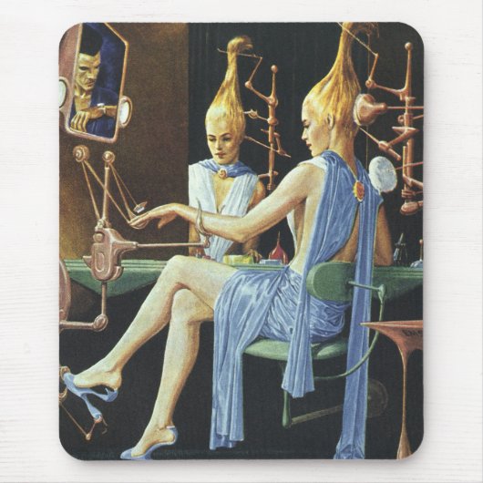 Vintage Science Fiction Beauty Salon Wellness-Cent Mousepad (Vorne)