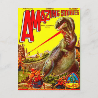 Vintage-Science-Fiction-Buchcover-Kunst Alien-Inse Postkarte