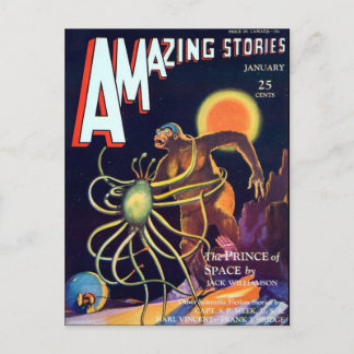 Vintage-Science-Fiction-Buchcover-Kunst Weltraumkr Postkarte