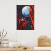 Vintage Science Fiction, Canyon Space Moon Rover Poster (Küche)