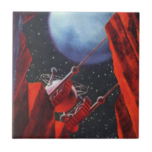 Vintage-Science-Fiction, Canyon-Weltraum-Mond-Rove Fliese