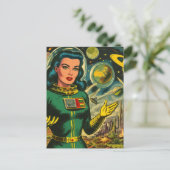 Vintage Science Fiction Comicen Postkarte (Stehend Vorderseite)