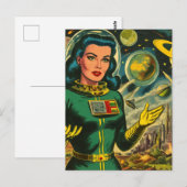 Vintage Science Fiction Comicen Postkarte (Vorne/Hinten)