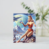 Vintage Science Fiction der 50er Jahre Postkarte (Stehend Vorderseite)