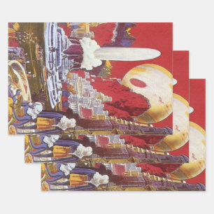 Vintage Science Fiction, die verlorene Stadt Atlan Geschenkpapier Set