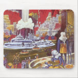 Vintage Science Fiction, die verlorene Stadt Atlan Mousepad<br><div class="desc">Vintages Bild der Science Fiction mit Alien-Frauen, die über eine futuristische Stadt schauen, mit einem Wasserbrunnen in der Mitte, Außerirdischen mit Eidechsen für Haustiere, griechischer oder römischer Bauart und einem riesigen Mond im Hintergrund. Könnte die verlorene Stadt Atlantis sein! Ein klassisches Comic Buch Zukunft Retro Sci fi Szene aus dem...</div>