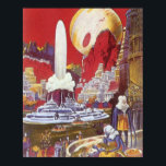 Vintage Science Fiction, die verlorene Stadt Atlan Poster<br><div class="desc">Vintages Bild der Science Fiction mit Alien-Frauen, die über eine futuristische Stadt schauen, mit einem Wasserbrunnen in der Mitte, Außerirdischen mit Eidechsen für Haustiere, griechischer oder römischer Bauart und einem riesigen Mond im Hintergrund. Könnte die verlorene Stadt Atlantis sein! Ein klassisches Comic Buch Zukunft Retro Sci fi Szene aus dem...</div>