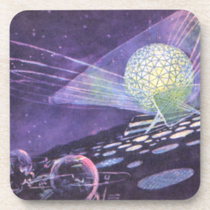 Vintage Science-Fiction, ein leuchtender Orb mit A Untersetzer