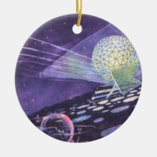 Vintage Science Fiction, ein leuchtendes Orb mit A Keramik Ornament