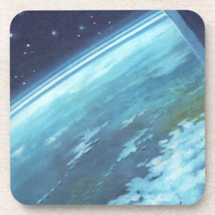 Vintage Science-Fiction, Erde bei Nacht mit Sterne Getränkeuntersetzer