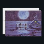 Vintage Science Fiction Erde Rover Außerirdischen<br><div class="desc">Vintage Illustration futuristische Außerirdischen und Roboter Science Fiction Bild mit einem klassischen 50er Comic Buch Design. Retro-Sci-Fi-Design mit Alien-Astronauten auf einem fremden Planeten mit einem Raumfahrzeug,  Mondrover oder Mondrover und Blick auf die Erde und den Weltraum und winkend. Ein dunkler Himmel mit hellen Sternen und Planeten.</div>